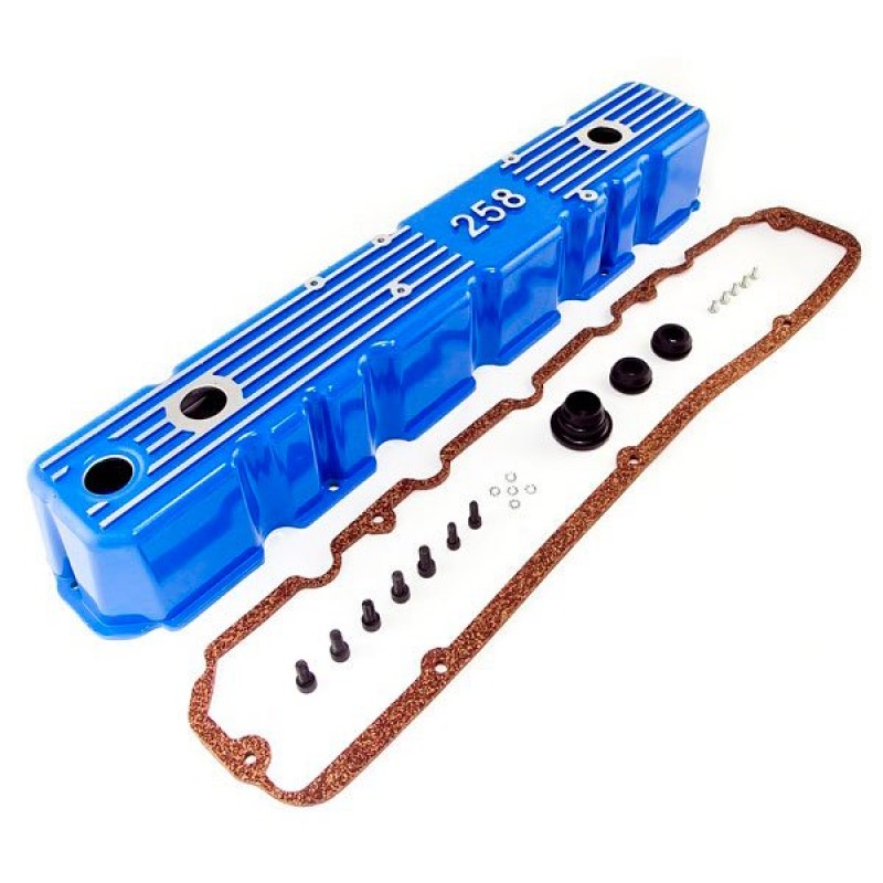Omix Valve Cover with 258 Logo - Die Cast Blue Aluminum