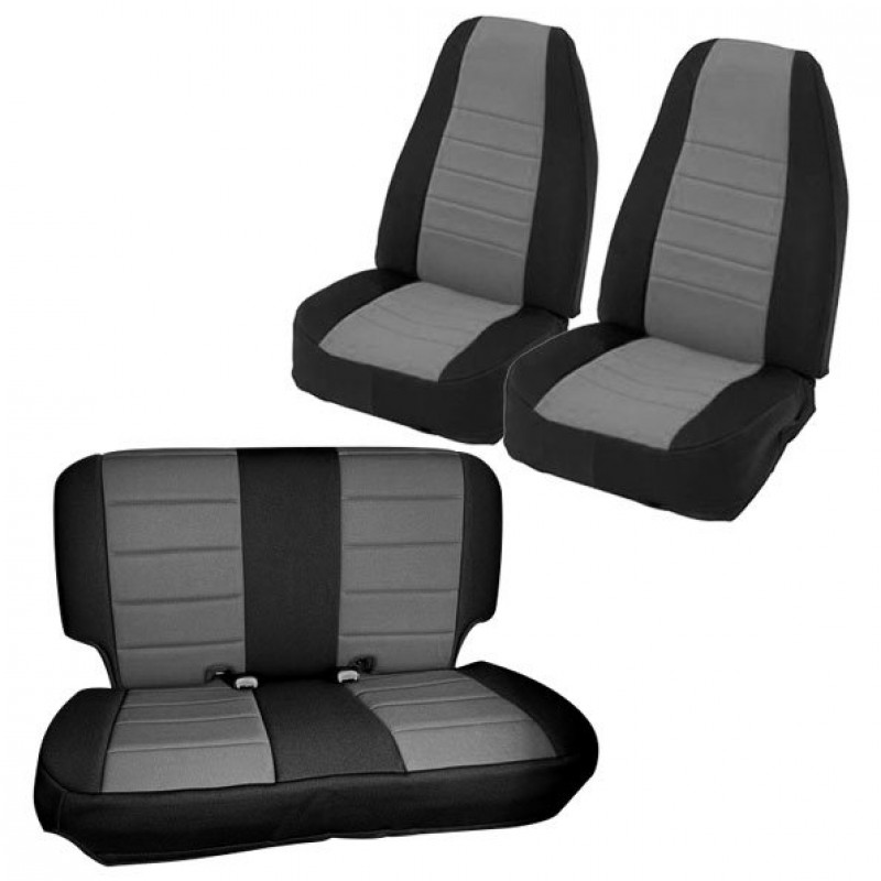 Smittybilt Neoprene Seat Covers, Front & Rear Set - Black with Charcoal