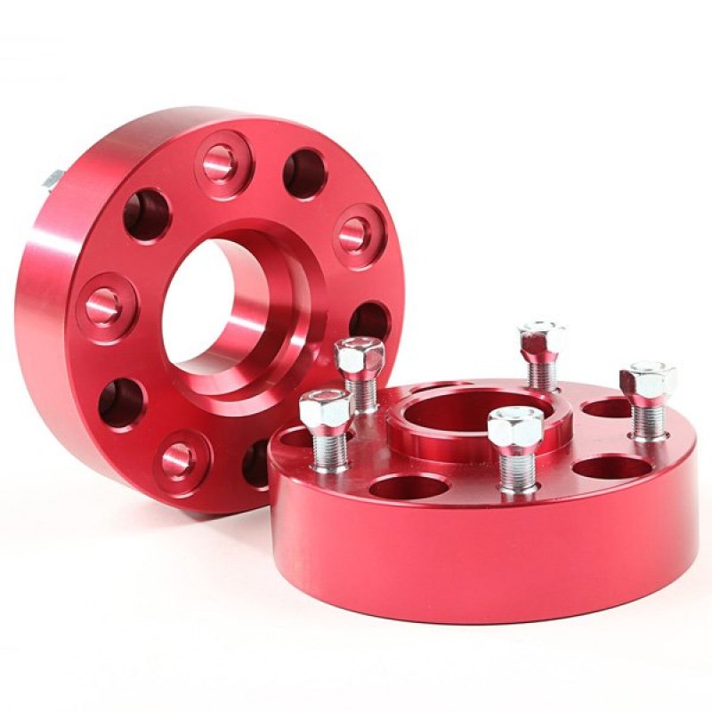 Alloy USA 1.75" Wheel Spacers, 5x5" Bolt Pattern, Red Aluminum - Pair