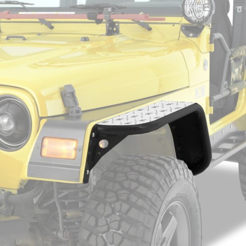 Warrior 6.5" Wide Front Tube Flares, Polished Diamond Plate - Pair