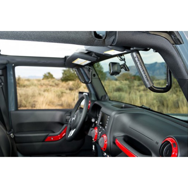 Welcome Distributing Front GraBars, Black Steel with Black Rubber Grips - Pair