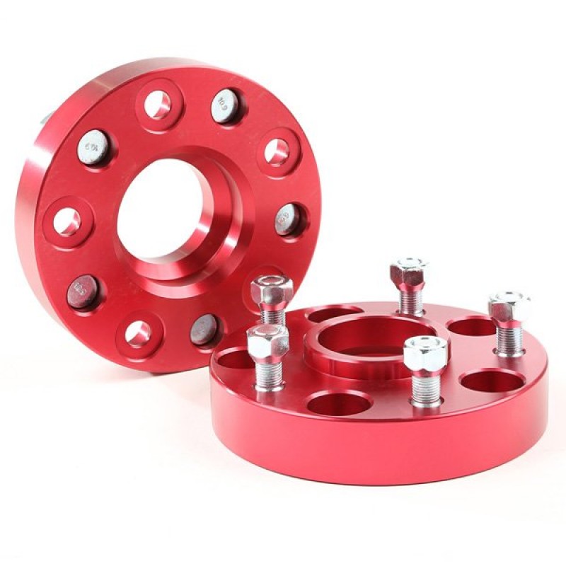 Alloy USA 1.25" Wheel Spacers, 5x5" Bolt Pattern, Red Aluminum - Pair
