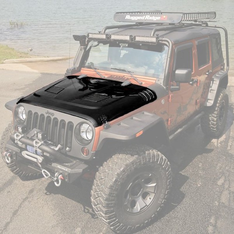 Rugged Ridge Performance Vented Hood Kit - Black