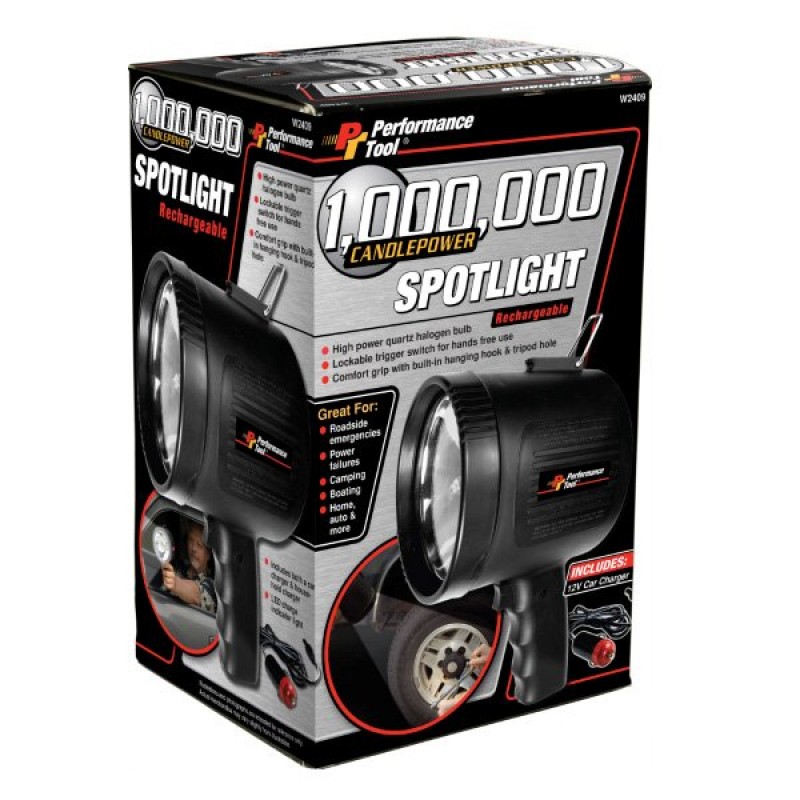 Performance Tool Rechargeable Spotlight - 1,000,000 Candlepower