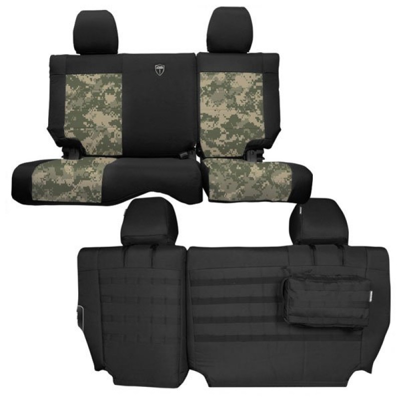 Trek Armor Supreme Rear Split Bench Seat Covers, Black / ACU Camo