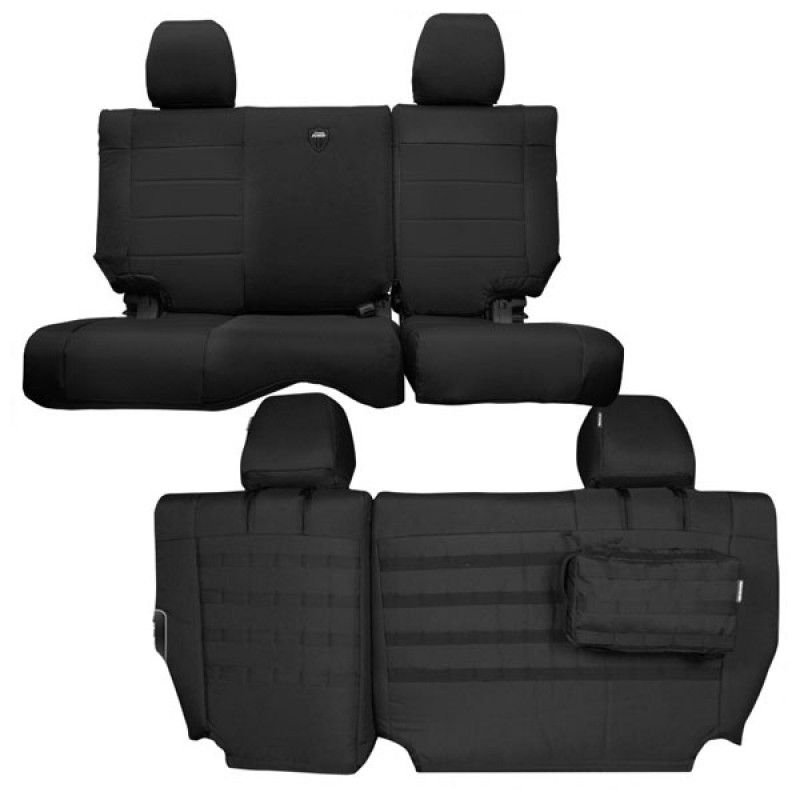 Trek Armor Supreme Rear Split Bench Seat Covers, Black On Black