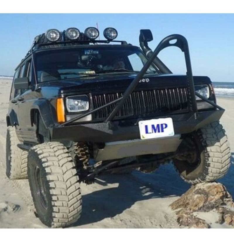 Logan's Metal, Front Winch Bumper with Stinger Brush Guard and Fairlead Mount - Bare Metal
