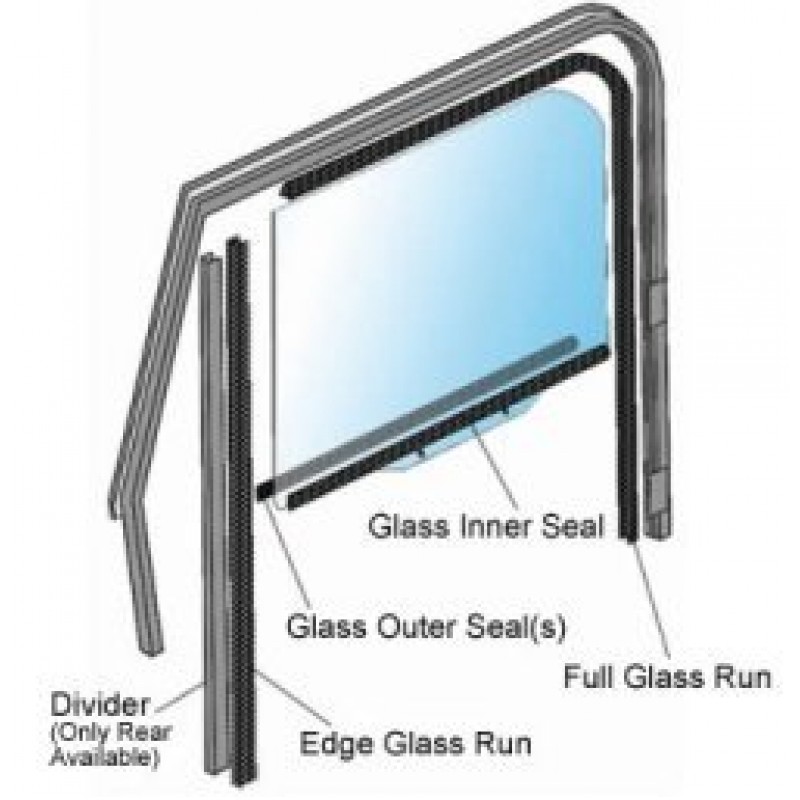 Divider With Edge Glass Run Seal, Rear Right Side