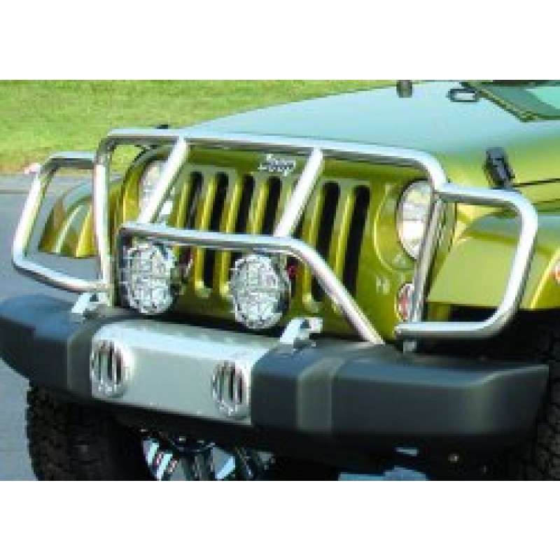 Real Wheels Enforcer Grill Guard with Light Mounts - Mirror Finish