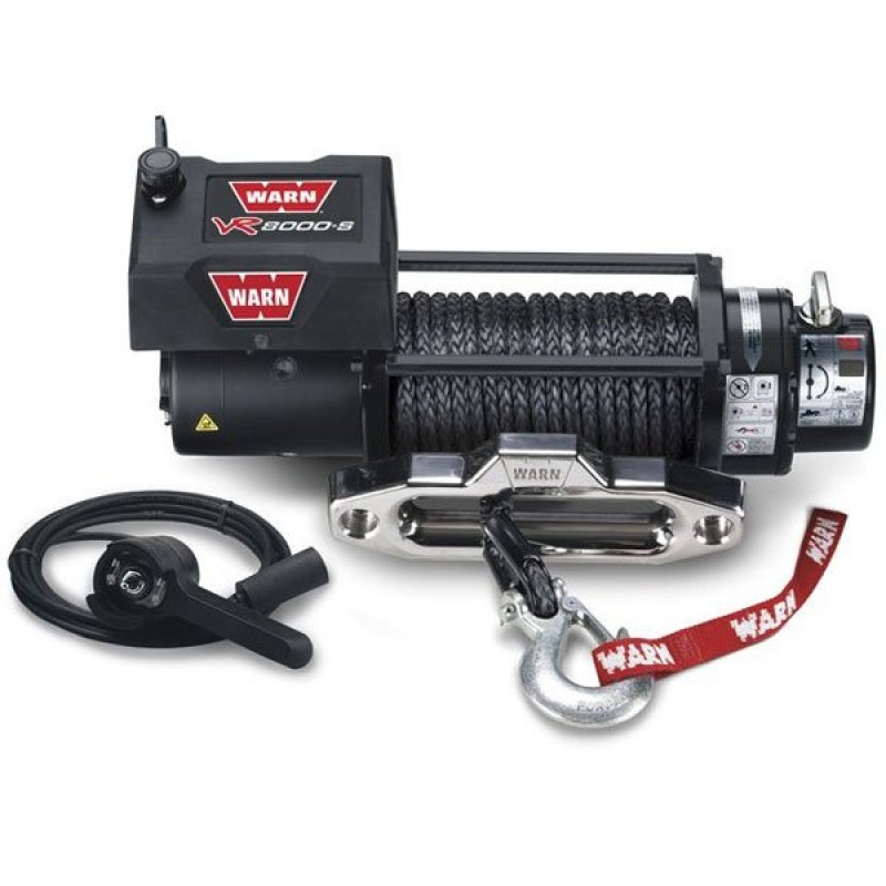 Warn VR8000-S Winch with Spydura Synthetic Rope and Polished Aluminum Hawse - 8,000 lbs.