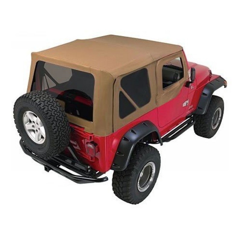 Rampage Replacement Plus - Sailcloth Soft Top with Upper Door Skins & Tinted Windows - Spice Denim