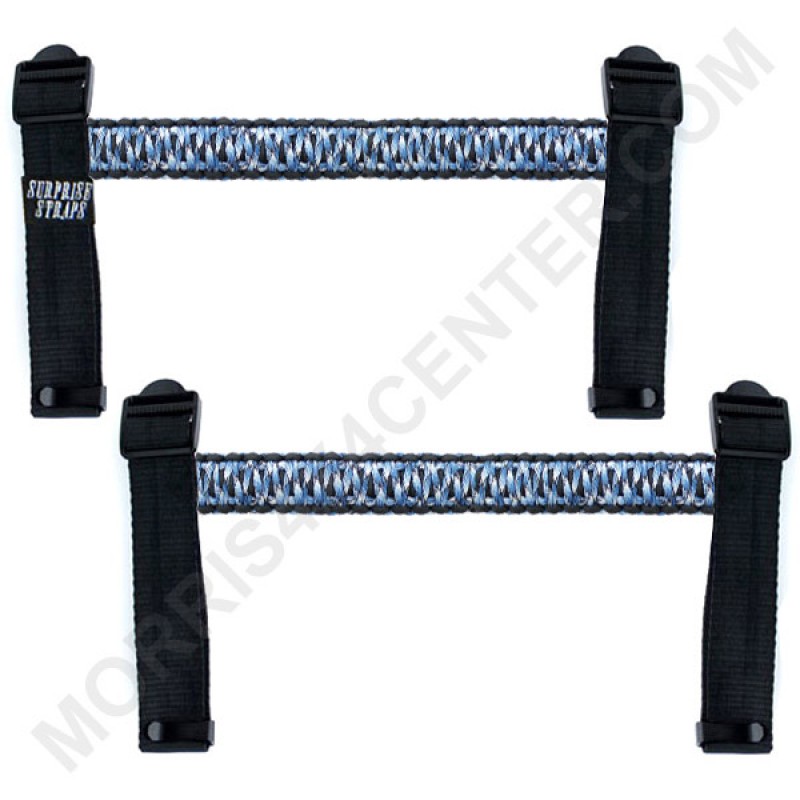 Surprise Straps Front or Rear Rollbar Straps, Blue Snake Paracord and Solid Black Paracord - Pair