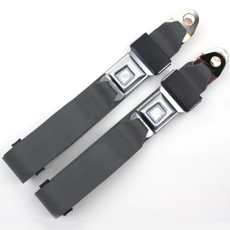 Seatbelt Solutions, Rear, Charcoal, Non-Retractable, 60" Lap Belts with Metal Push Button, Pair