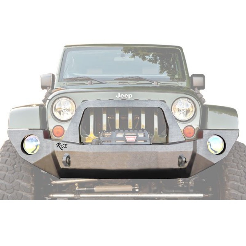 Rock Slide Rigid Front Bumper With Winch Opening Winch Plate And Bull Bar - Bare Steel