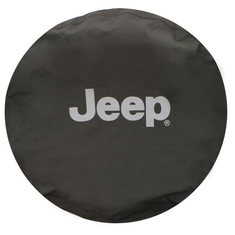 MOPAR Cloth Tire Cover with Silver Jeep Logo - Khaki Denim