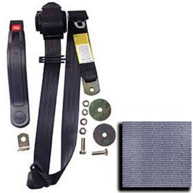 Seat Belt Solutions Front 3-Point Shoulder Harness Retractable Seat Belt, Gray - Sold Individually
