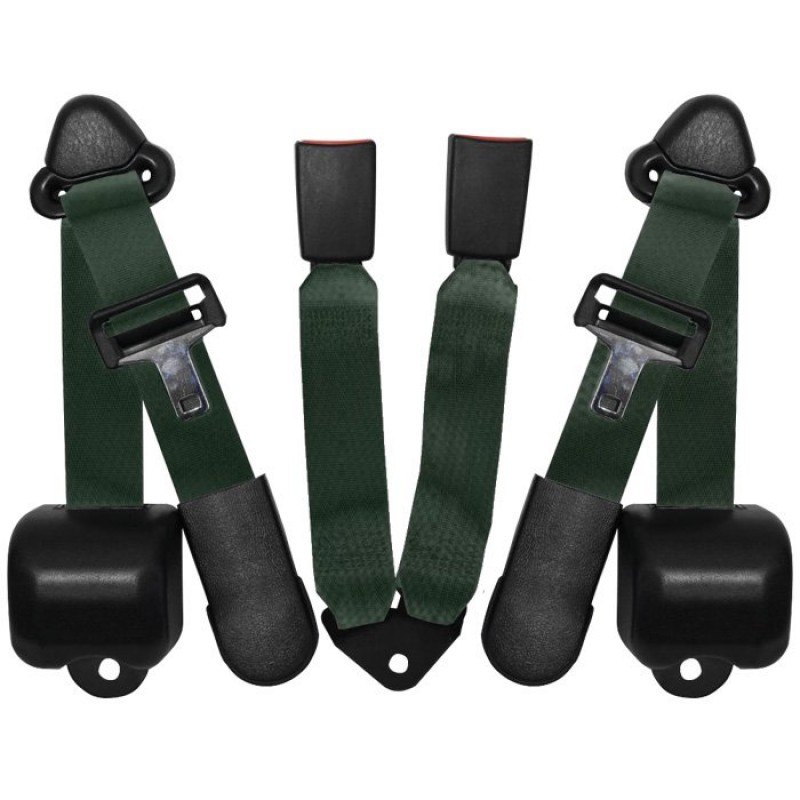 Rear Seat Belt 3 Point Retractable Pair Military Green | Best Prices &  Reviews at Morris 4x4