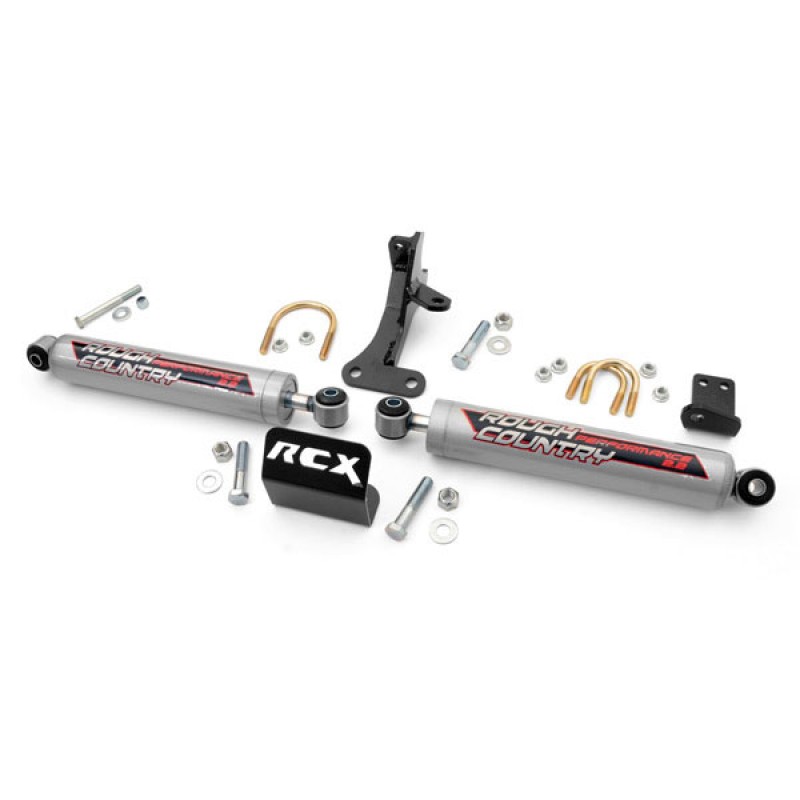 Rough Country Dual RCX Performance 2.2 Steering Stabilizer for 4" Lifts