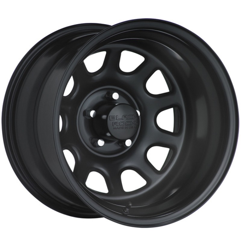 Black Rock Steel Wheel 942 Type D - 15x7" - Bolt Pattern 5x4.5" - Back Spacing 4.25" - Satin Black