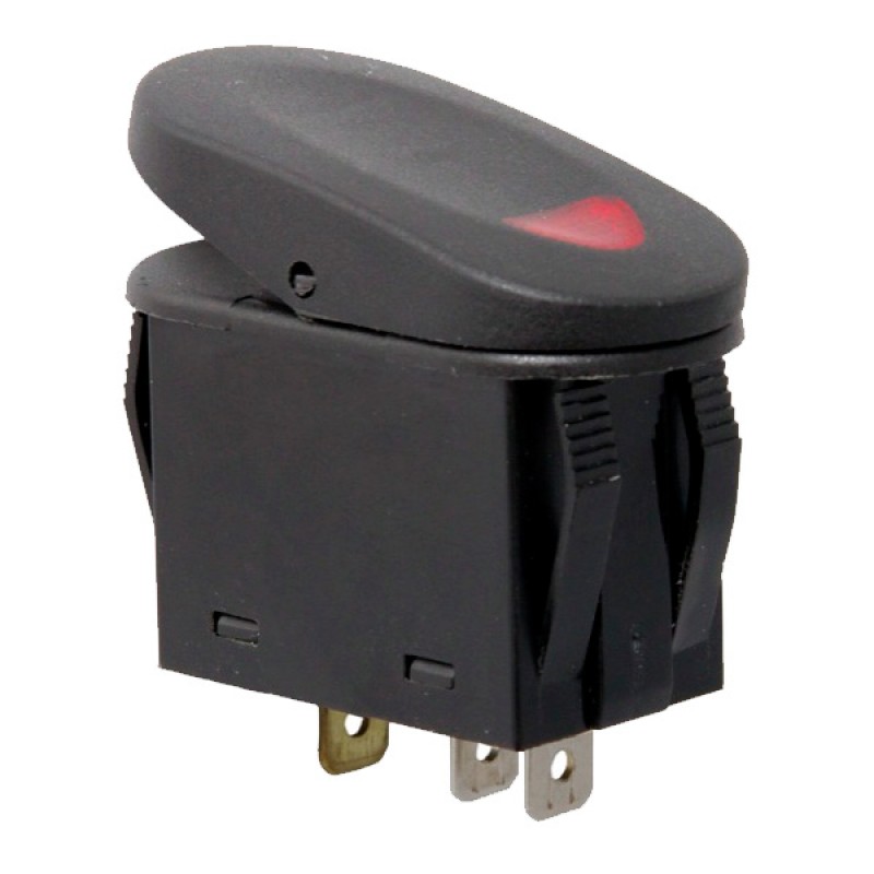 Rugged Ridge 2 Position Rocker Switch, Black With Red Indicator Light
