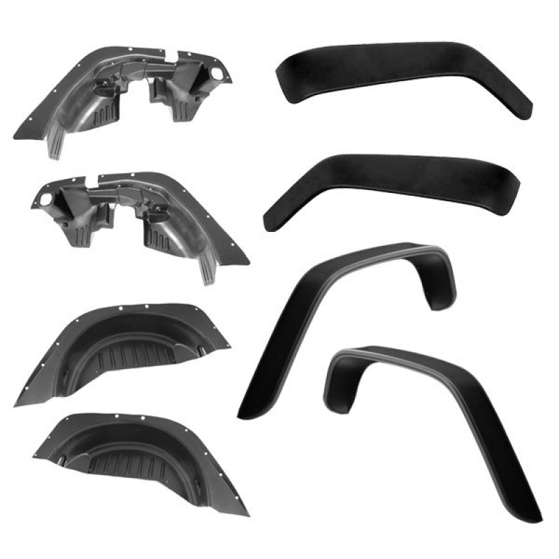 Rugged Ridge All Terrain Flat Flare And Fender Liner Kit Black 8 Piece Best Prices Reviews At Morris 4x4
