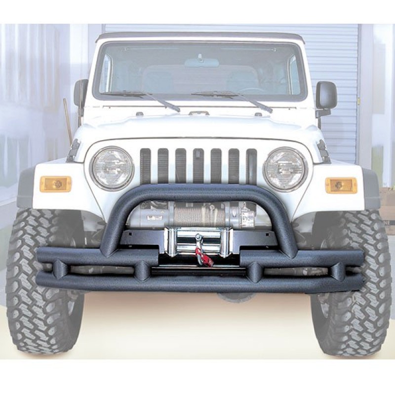 Rugged Ridge Front Double Tube Bumper With Winch Cutout Textured Black Best Prices Reviews At Morris 4x4