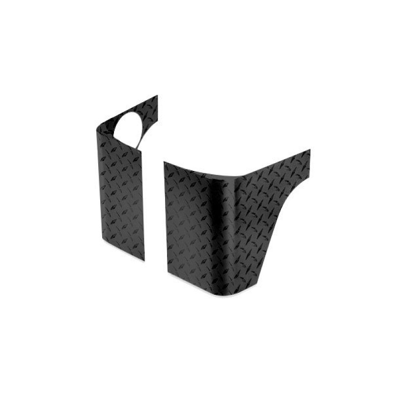 Warrior Rear Corners Without Cutouts, Black Diamond Plate - Pair