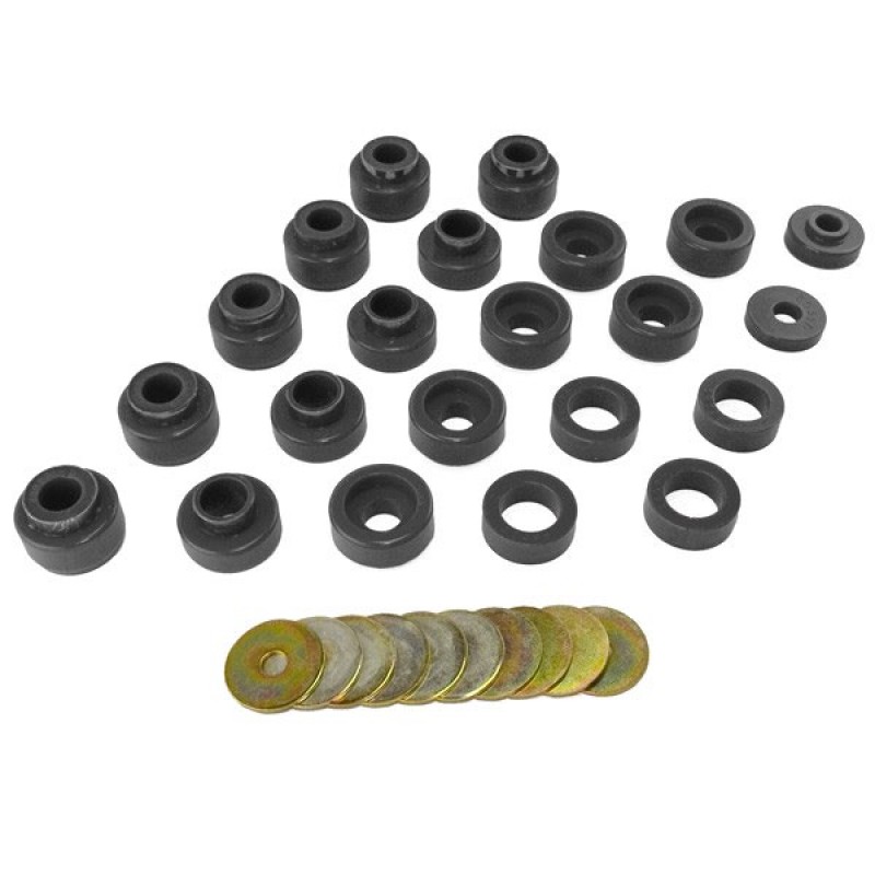 Rugged Ridge Body Mount Bushing Kit, 22 Pieces, Polyurethane - Black