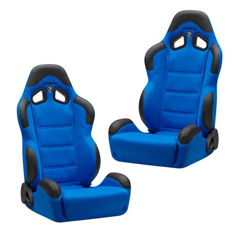 Corbeau CR1 Reclining Seat Blue Cloth Wide (Pair)
