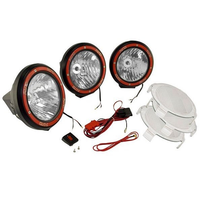 Rugged Ridge HID Off Road Fog Light Kit, Three Lights with Wiring Harness, 5-In Round, Composite Housing, Black