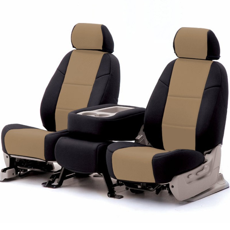 Coverking Front Bucket Seat Cover Neoprene Tan/Black