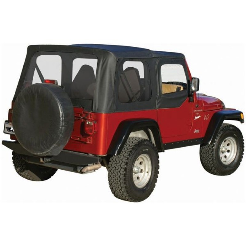 Rampage Replacement Soft Top with Door Skins Clear Windows - Black Denim