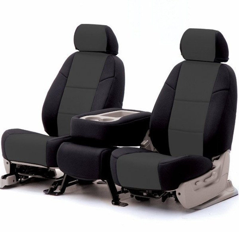 Coverking Front Seat Cover, Premium Leatherette Charcoal/Black