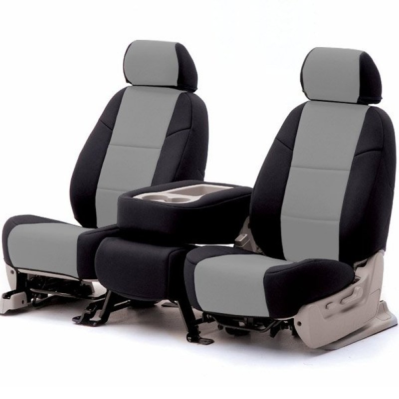 Coverking Front Seat Cover, Premium Leatherette Gray/Black