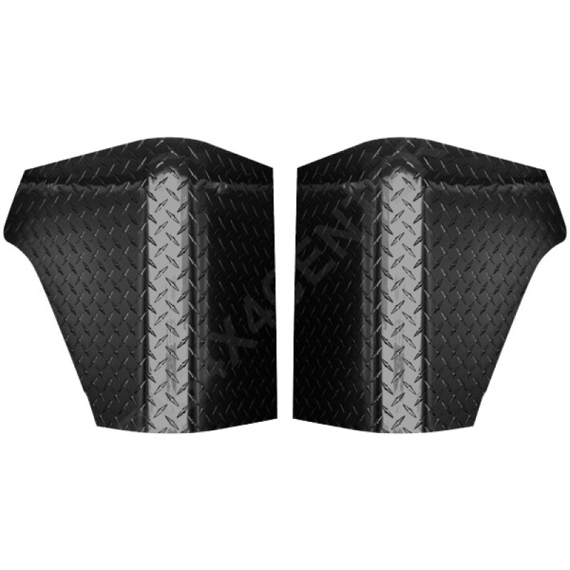 Warrior Rear Corners without Cutouts, Black Diamond Plate - Pair