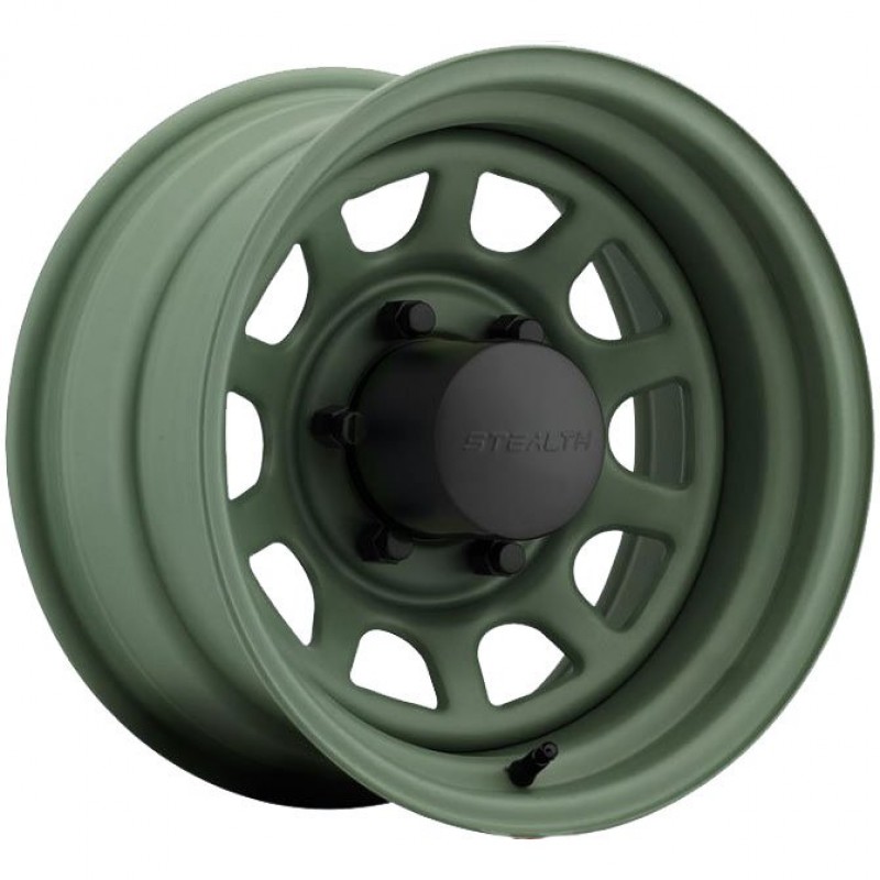 U.S. Wheel Stealth Daytona Steel Wheel - 15"x10" - Bolt Pattern 6x5.5" - Back Spacing 4" - Camo Green