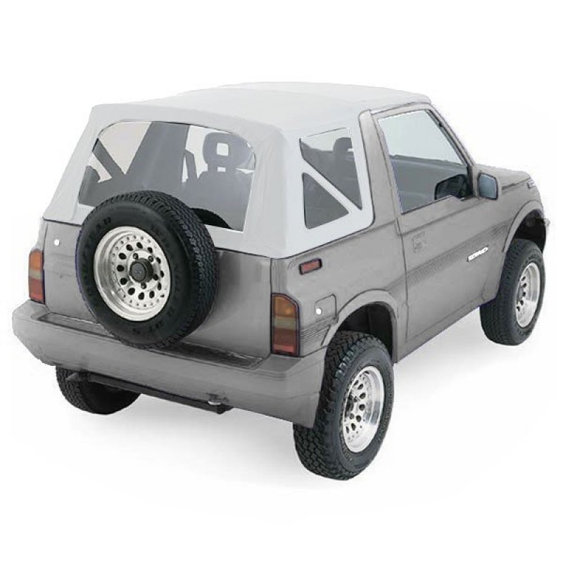 Rampage 1-Piece Factory Replacement Soft Top, Clear Windows, Removable Rear Window, For Full Steel Doors, White Denim