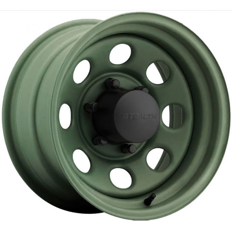 U.S. Wheel Stealth Crawler Steel Wheel - 15"x8" - Bolt Pattern 5x5.5" - Back Spacing 4" - Camo Green