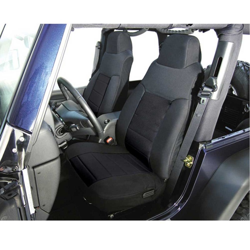 Rugged Ridge Custom Fabric Front Seat Covers, Black / Black - Pair