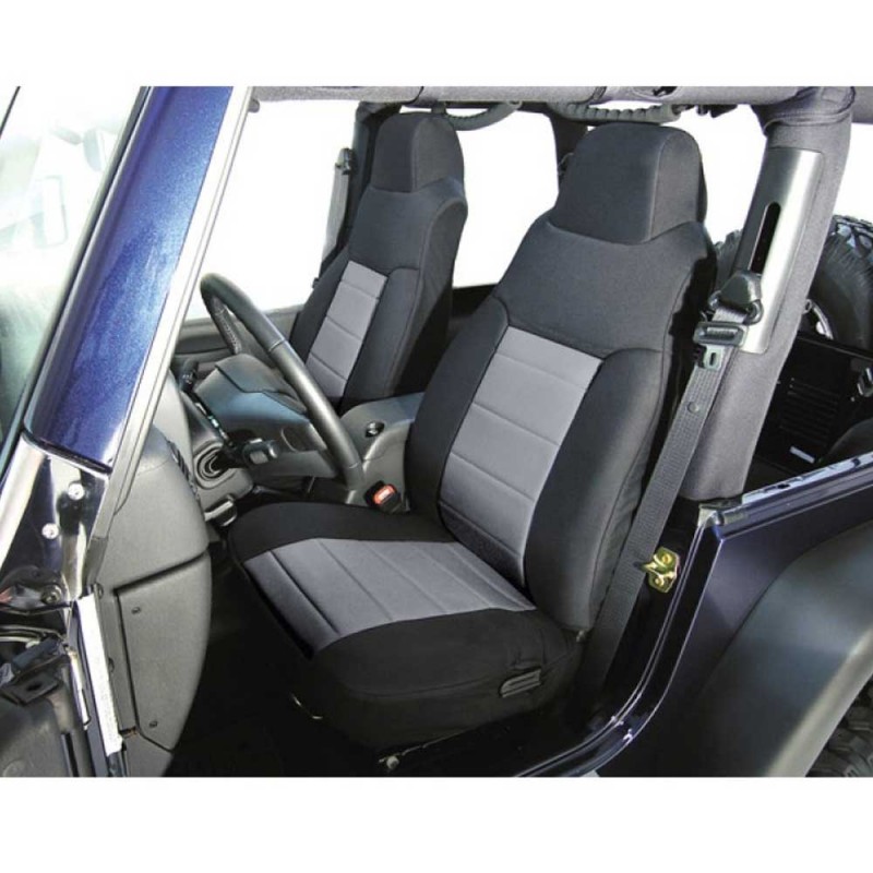 Rugged Ridge Custom Fabric Front Seat Covers, Black / Gray - Pair