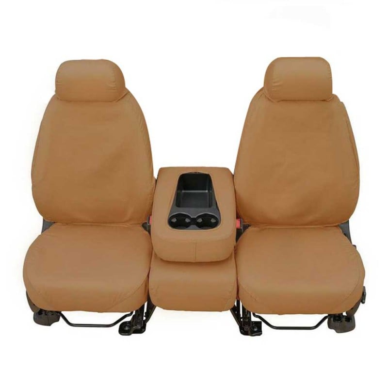 Covercraft SeatSaver Front Bucket Seat Covers with Adjustable Headrests - Polycotton, Tan - Pair
