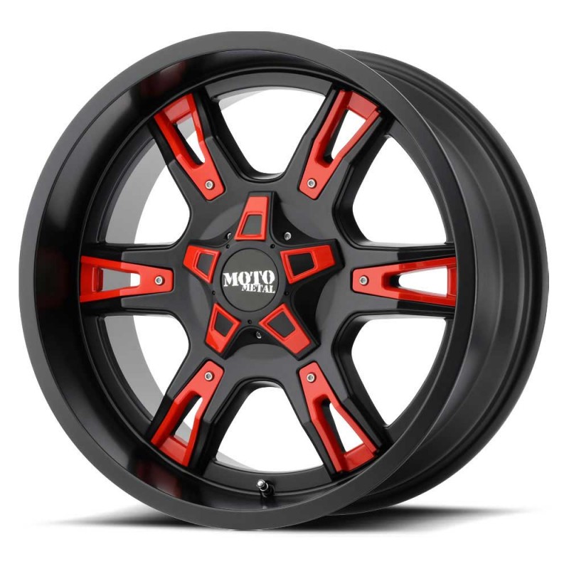 Moto Metal MO969 Wheel - 18"x10" - Bolt Pattern 5x5" - Backspacing 4.56" - Offset -24 - Satin Black with Red Accents