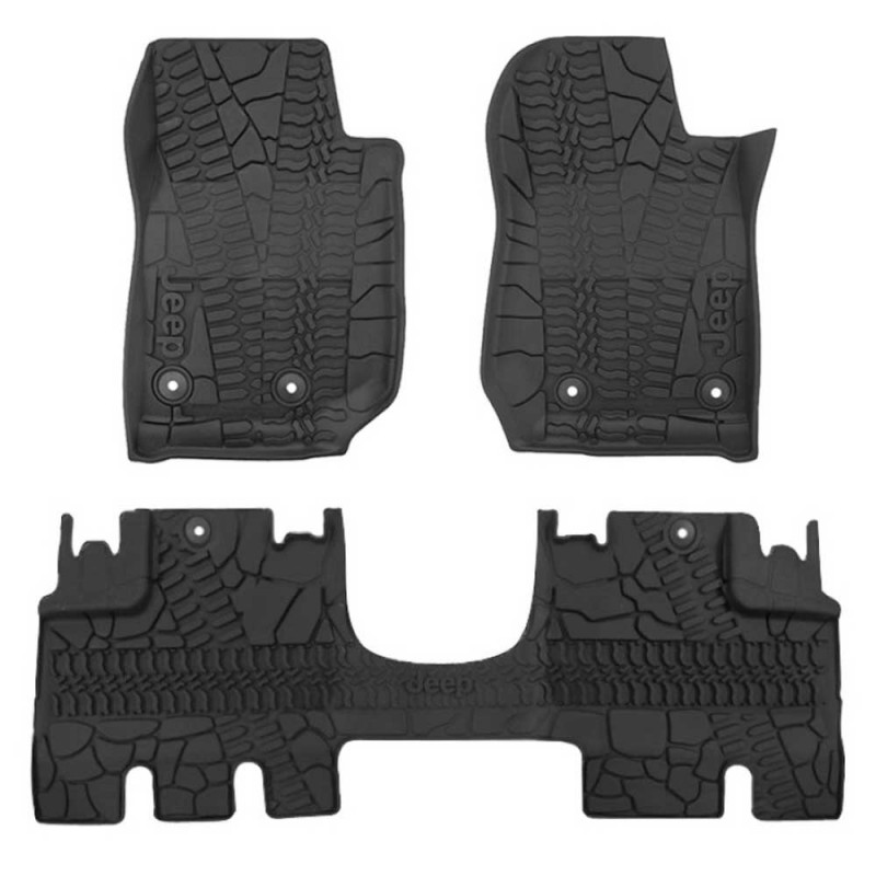 MOPAR Front and Rear Floor Mat Set with Jeep Logo, Black - 3 Piece | Best  Prices & Reviews at Morris 4x4