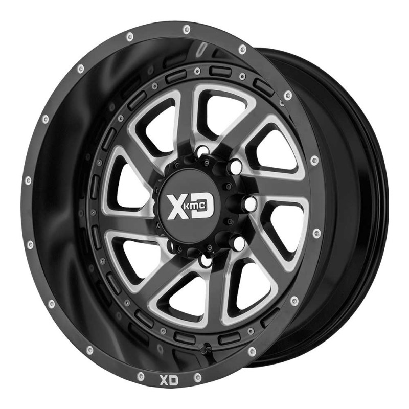 KMC XD833 Recoil Series Wheel 17x9" - 5x5" Bolt Pattern, 4.53 Backspacing - Satin Black Milled with Reversible Ring