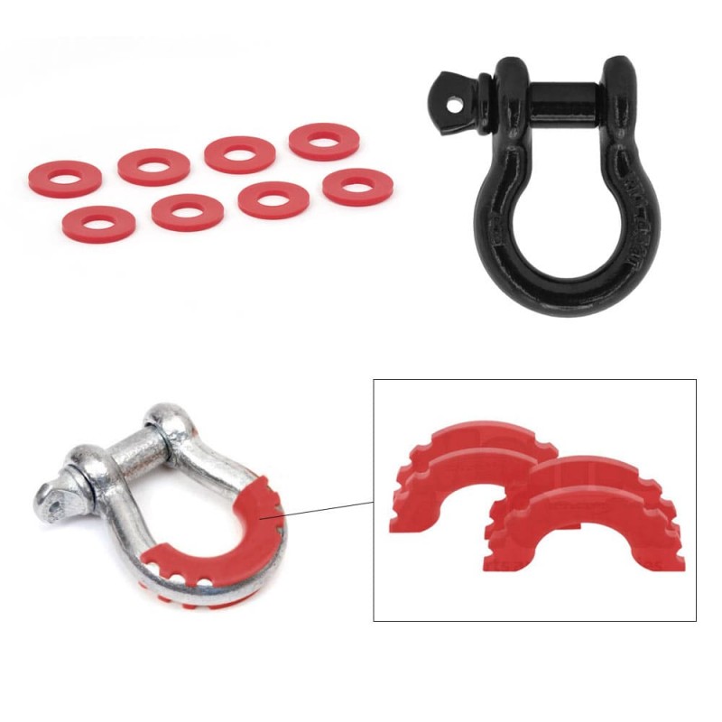 Daystar 3/4" D-Ring Isolator Kit - Red, Includes Black D-Rings