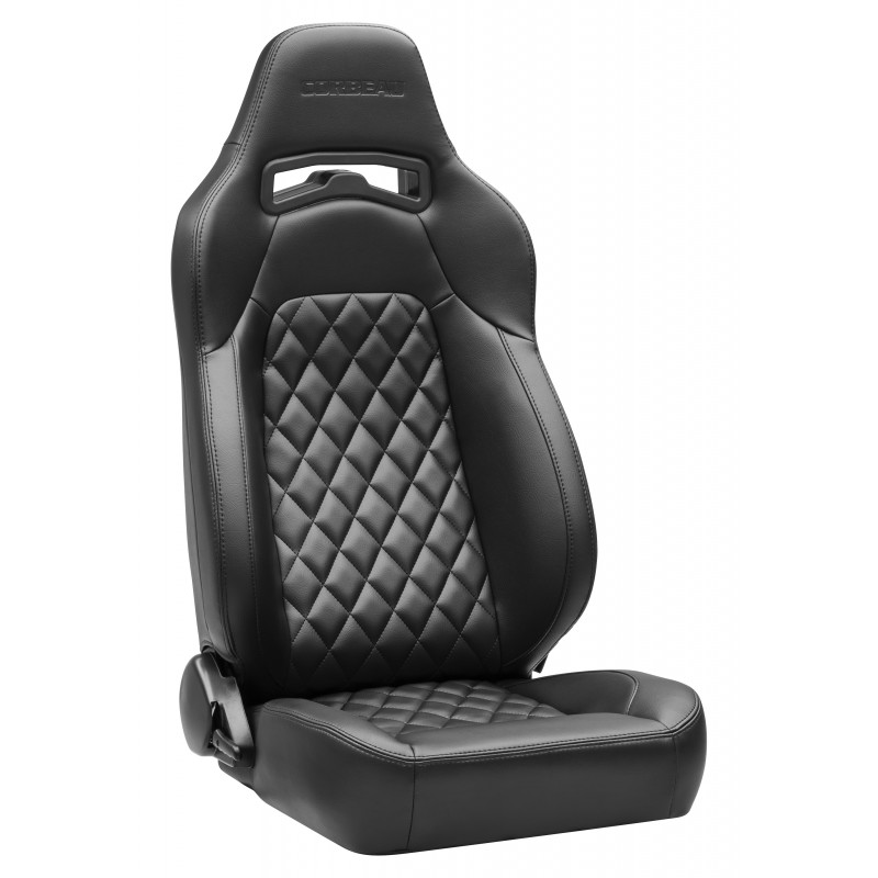 Corbeau Trailcat Reclining Seats, Black Vinyl with Black Diamond Stitching - Pair