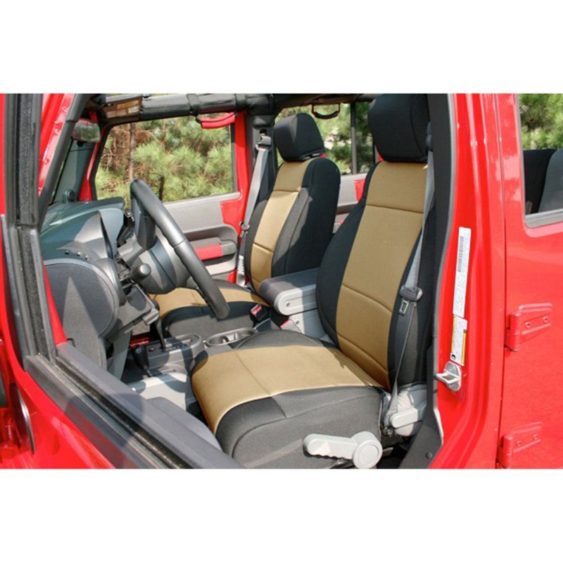 Rugged Ridge Seat Cover Kit, JK 2dr - Black/Tan
