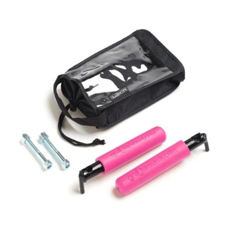 Welcome Distributing GraBar BootBars (Foot Pegs), Black Steel with Pink Dual Layer Rubber Grips - Pair