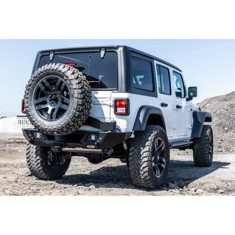 LoD JL Destroyer Shorty Rear Bumper with Tire Carrier - Bare Steel