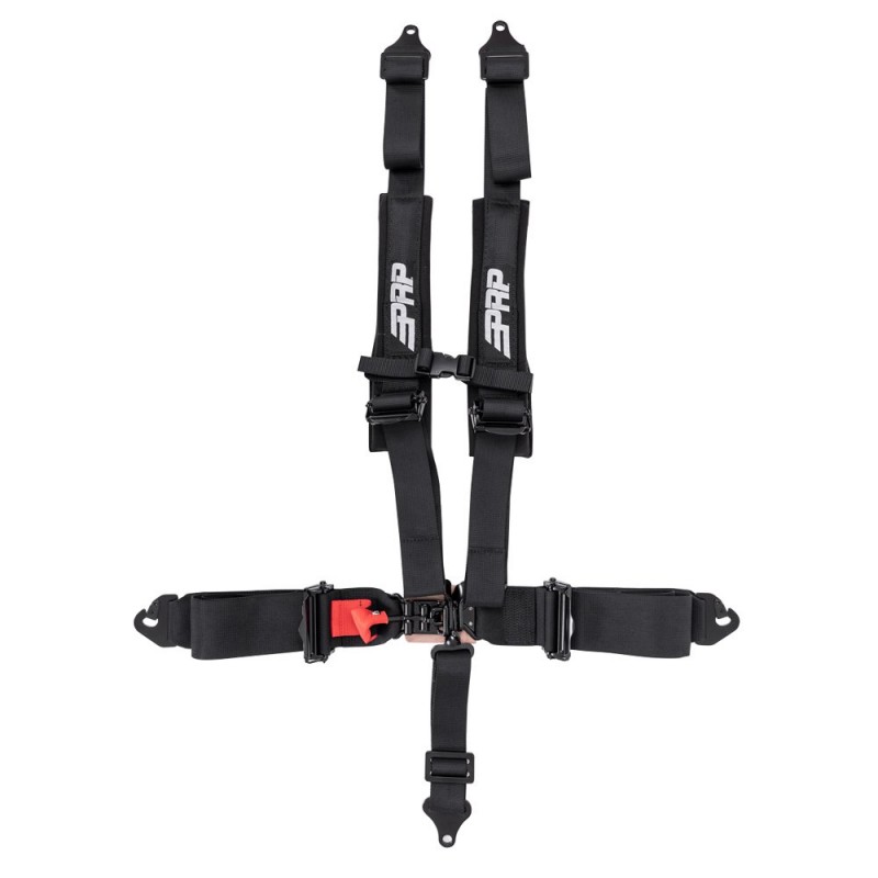 PRP 3" Harness with 2" Shoulder Belt, 5 Point, Clip-In Lap Belt, EZ Adjusters - Black